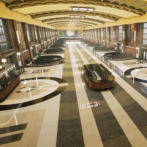 Virtual Reality Recreation of Cincinnati Union Terminal in 1940s