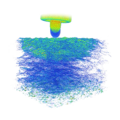 Sponge fluid absorption simulation visualization