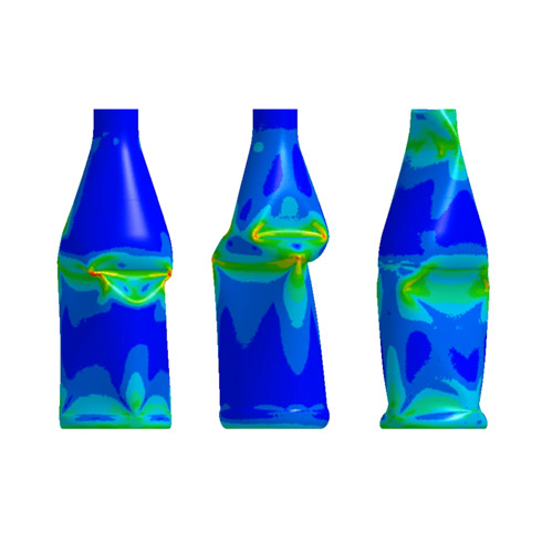 Bottle Crush Simulation Structural Stress and Damage Visualization