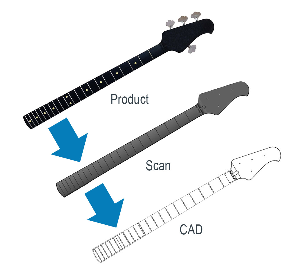 Reverse Engineering Services - Guitar Neck CAD