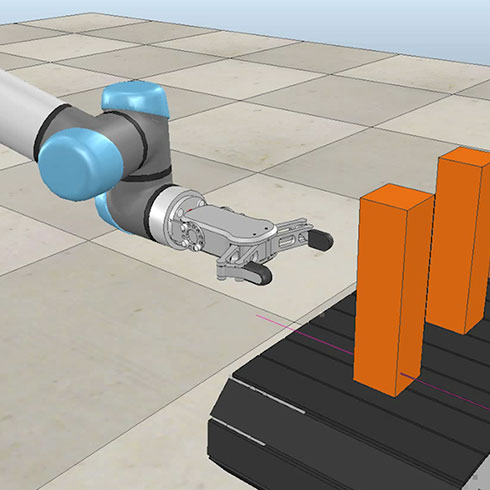 Simulated robot performing task