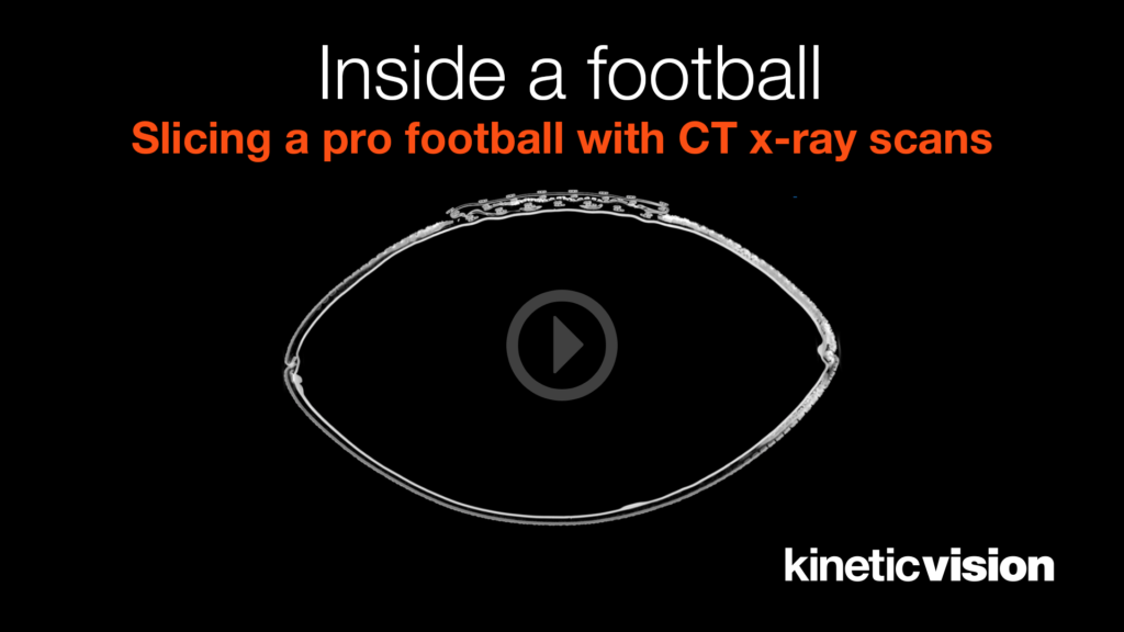 CT Scan of Football with play button for video